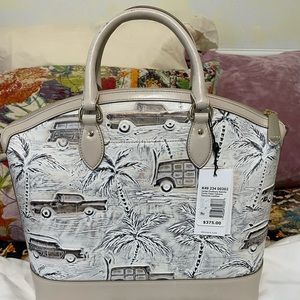BRAHMIN LARGE DUXBURY SATCHEL IVORY COPA CABANA
